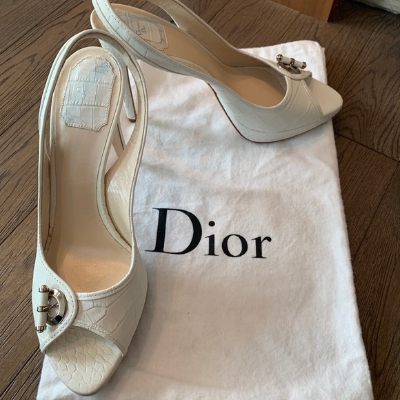 Authentic Dior White Faux-snake Slingback Heels - Picture 7 of 9